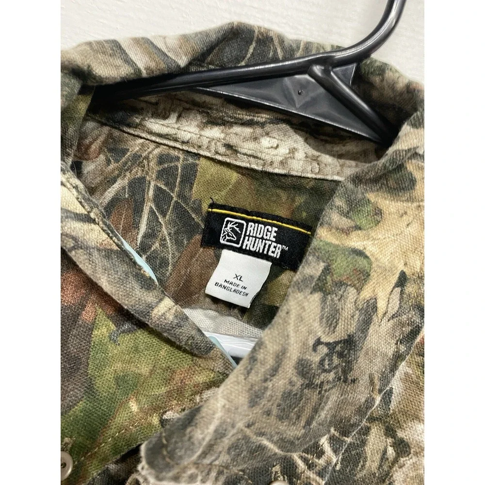 Ridge Hunter Shirt Mens XL Real Tree Camo Tree Long Sleeve Button Up Top Country